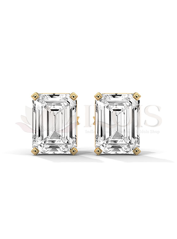 Classic Emerald Cut Diamond Stud Earrings