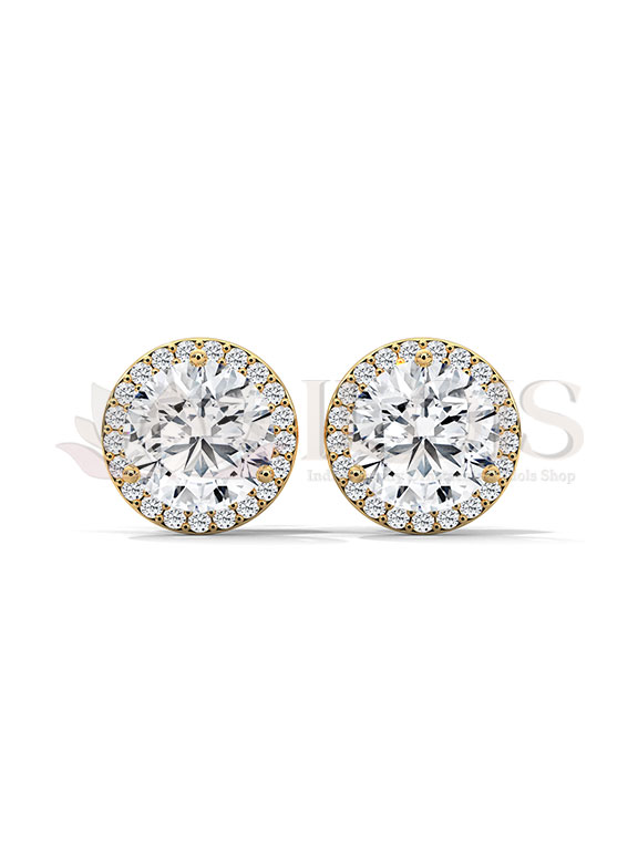 Classic Halo Round Diamond Stud Earrings