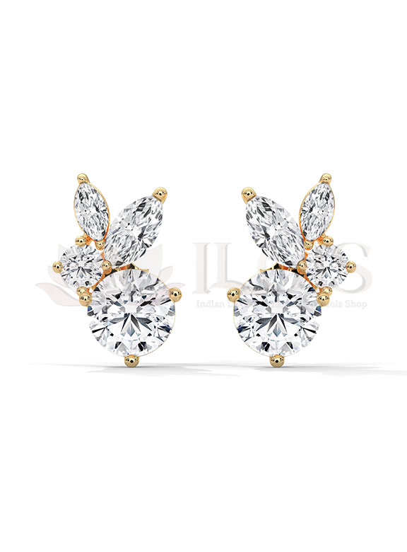 Floral Cluster Diamond Stud Earrings