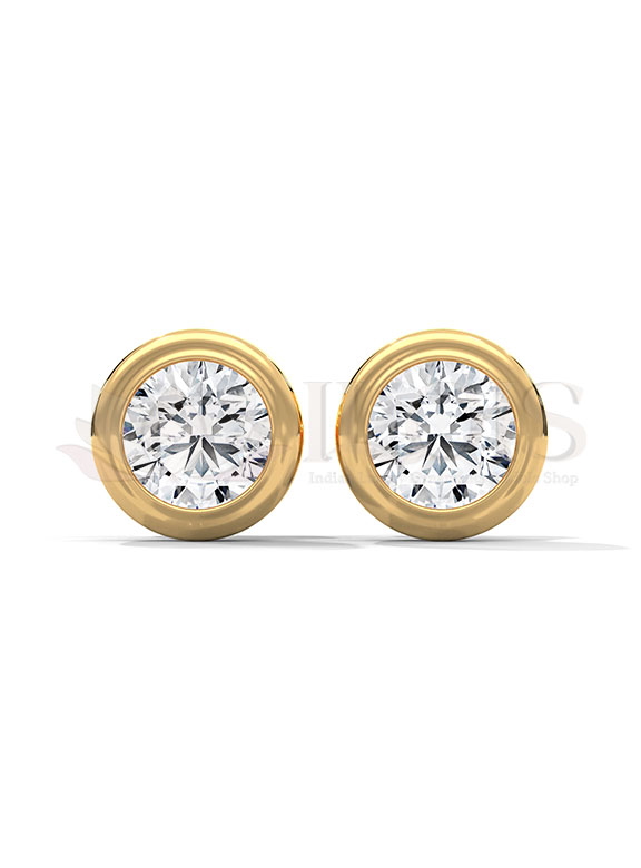 Minimal Bezel Set Round Diamond Studs
