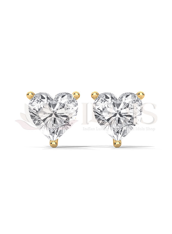 Romantic Heart Shape Diamond Stud Earrings