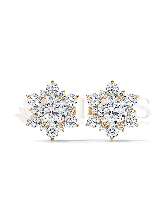 Royal Floral Cluster Diamond Stud Earrings
