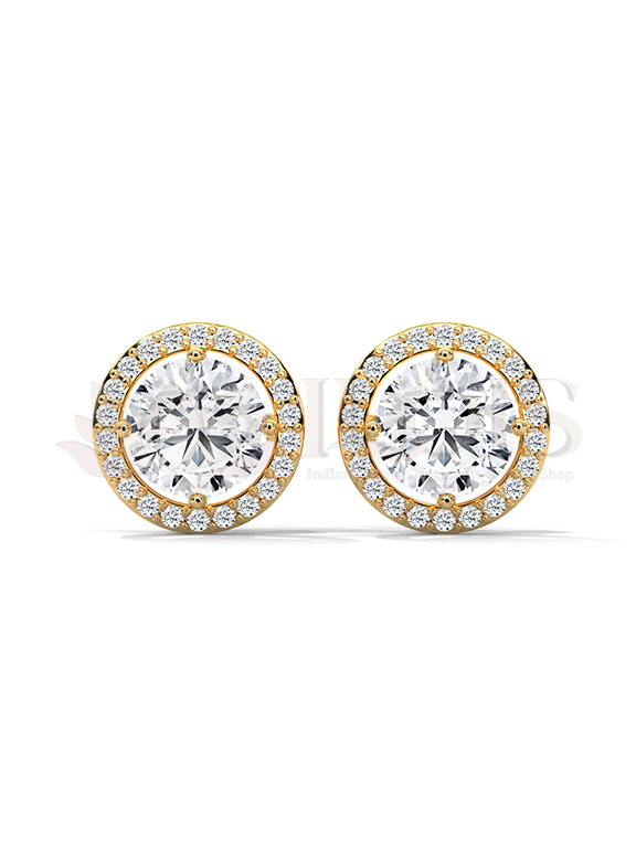 Royal Halo Round Diamond Stud Earrings