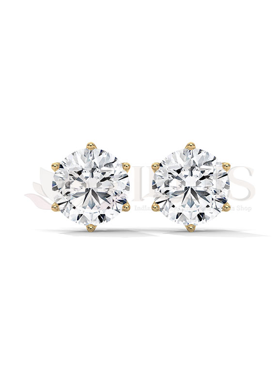 Timeless Six Prong Round Diamond Stud Earrings
