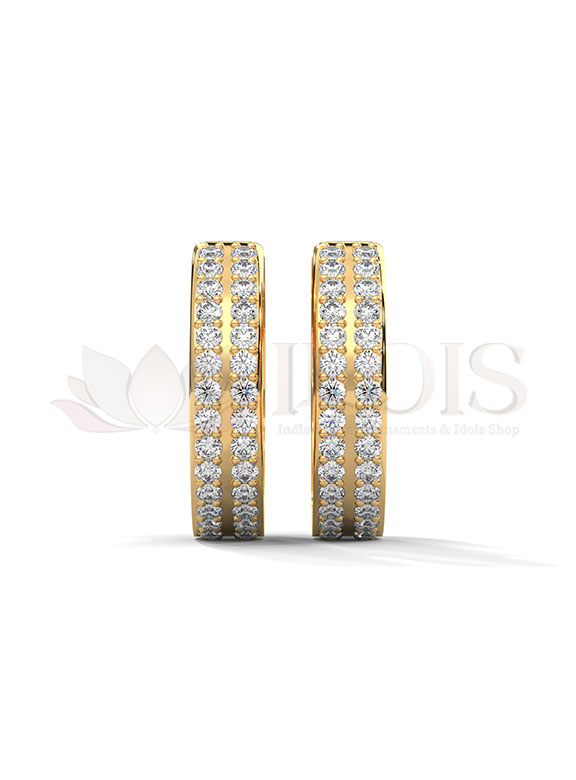 Triple Row Diamond Hoop Earrings