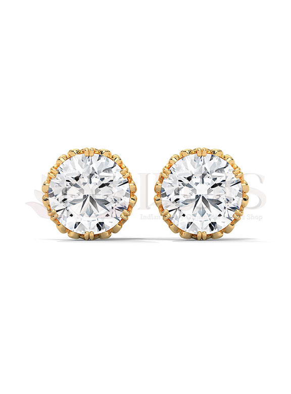 Vintage Filigree Round Diamond Stud Earrings