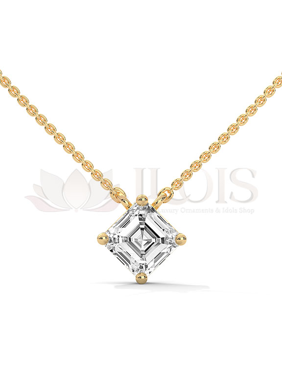 Classic Asscher Cut Solitaire Diamond Pendant