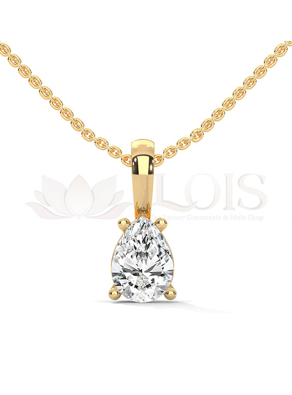 Delicate Pear Shape Prong Solitaire Diamond Pendant