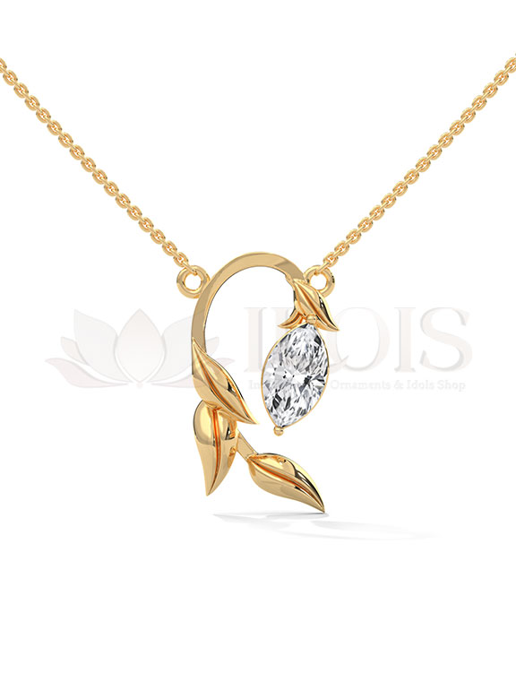 Elegant Marquise Leaf Diamond Pendant