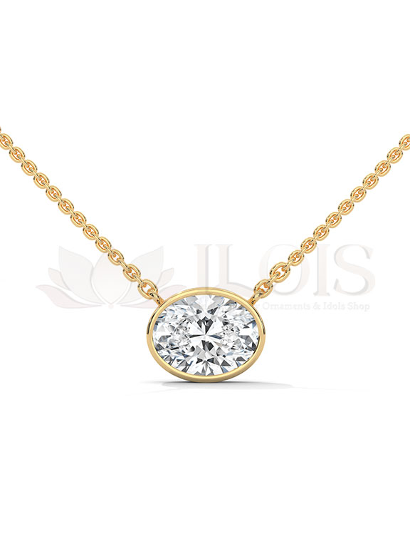 Elegant Oval Cut Bezel Solitaire Diamond Pendant