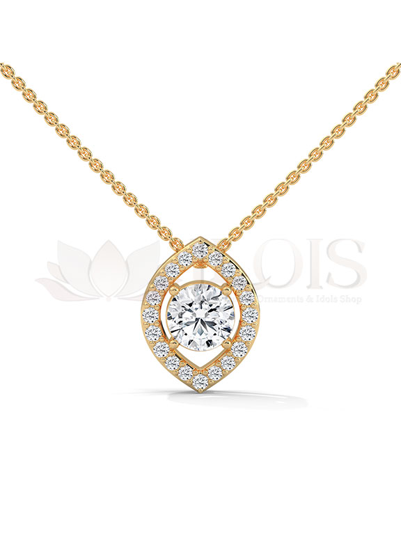 Elegant Round Halo Drop Diamond Pendant