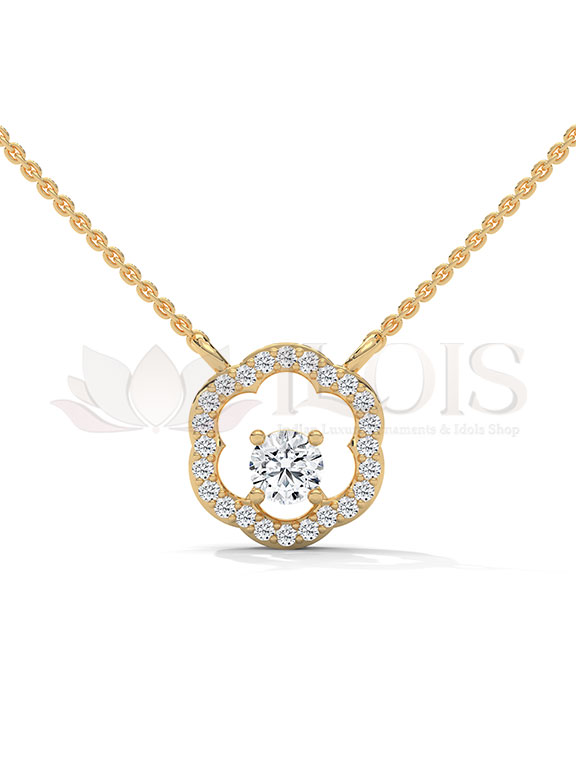 Floral Bloom Halo Diamond Pendant