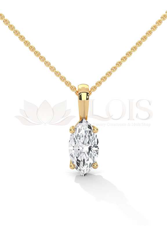 Graceful Marquise Cut Prong Solitaire Diamond Pendant