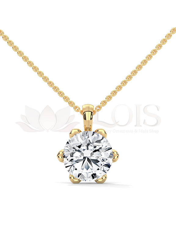 Luxe Round Brilliant 8 Prong Floral Solitaire Diamond Pendant