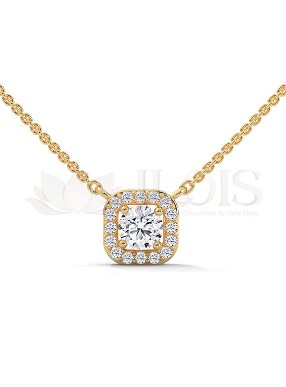 Luxury Cushion Halo Diamond Pendant