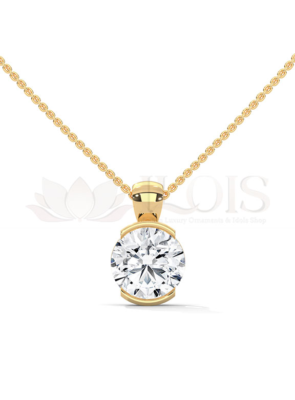 Refined Round Half Bezel Solitaire Diamond Pendant