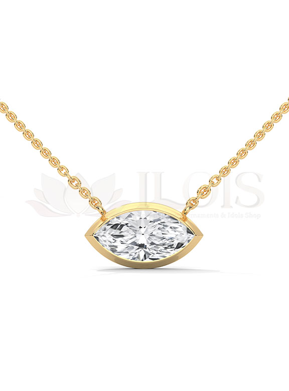 Sleek Marquise Cut Bezel Solitaire Diamond Pendant