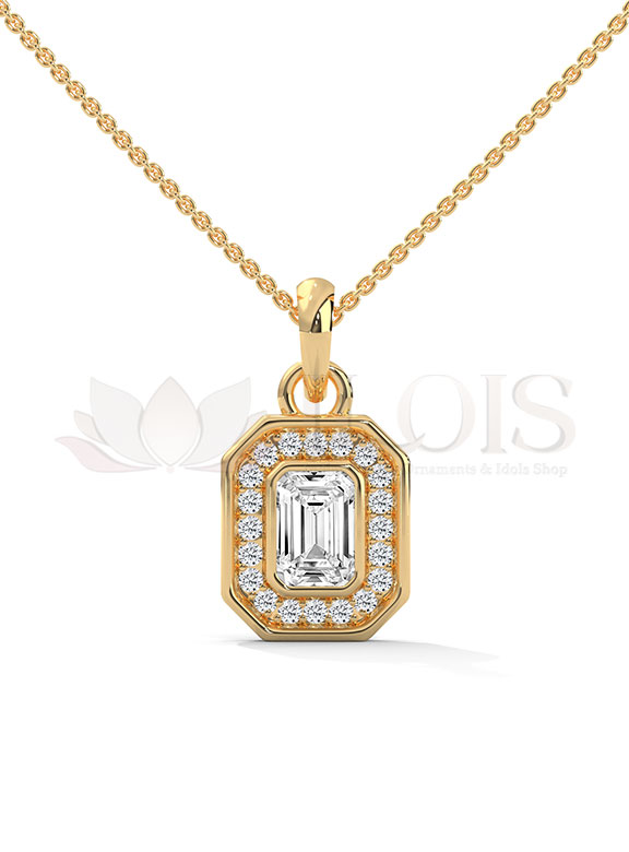 Vintage Emerald Halo Diamond Pendant
